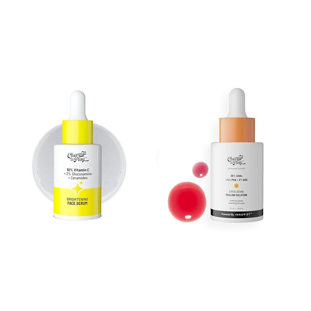 Chemist At Play 10% Vitamin C Face SerumFor All Skin Types 30ml + 26% AHA 2% BHA 4% PHA Peeling Solution Derma Tested | 30ml +