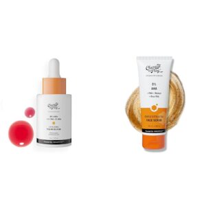 Chemist At Play 26% AHA 2% BHA 4% PHA Peeling Solution Derma Tested | 30ml + Gentle Exfoliating Face Scrub with Mandelic Acid & Walnuts for Women & Men | 100ml