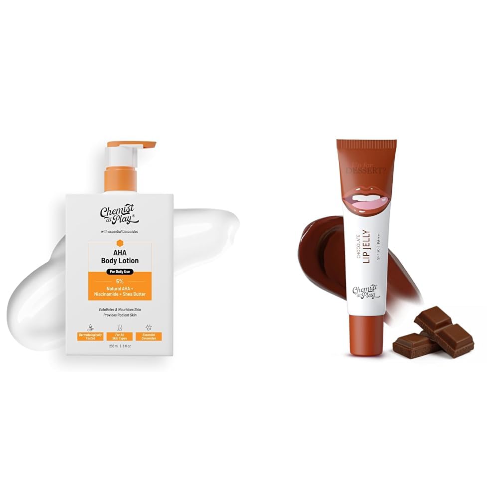 Chemist At Play AHA Body Lotion with 5% Natural AHA, 236ml +Chocolate Tinted Lip Balm