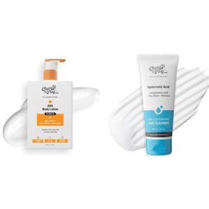 Chemist At Play AHA Body Lotion with 5% Natural AHA, 236ml + Gentle & Hydrating Face Cleanser For All Skin Types | For Men & Women | Vegan | 100 ml
