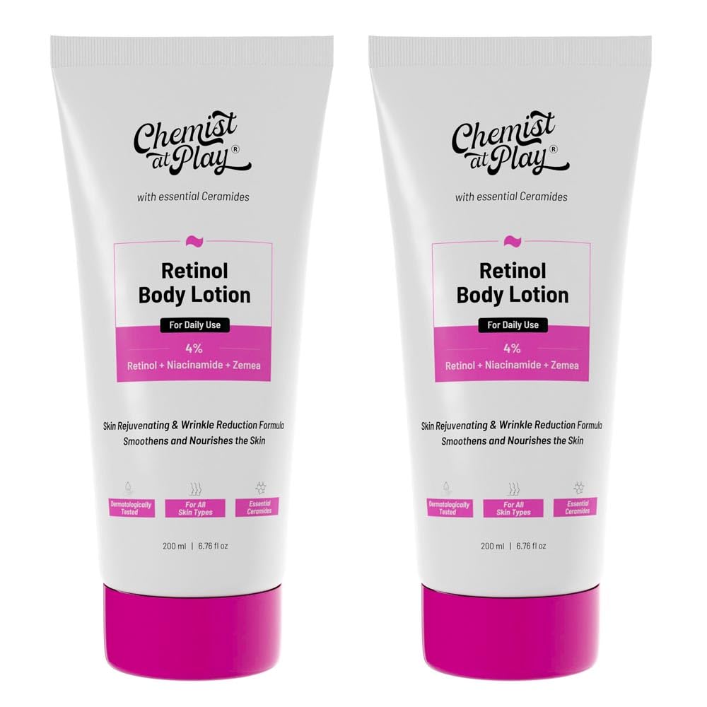Chemist at Play Anti-Aging Body Lotion with 4% Retinol, Niacinamide & Zemea | Skin Brightening Body Lotion for Dry & Oily Skin | Fights Visible Signs Of Aging | Nourshes Skin...