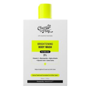 Chemist at Play Brightening Body Wash | Glowing Skin Vitamin C Bodywash | Helps to Reduce Fades Dark Spots, Tan & Evens out Skin Tone | Alpha Arbutin | 30X Vitamin C with Camu...