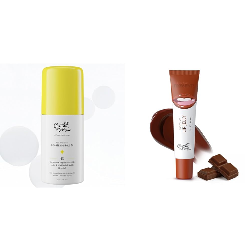 Chemist At Play Brightening & Whitening Roll On Serum For Neck, 40ml +Chocolate Tinted Lip Balm