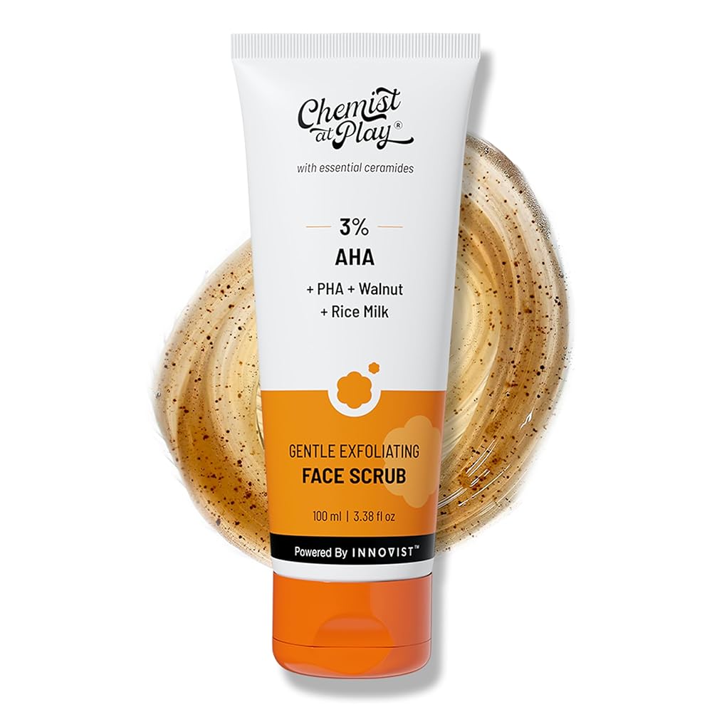 Chemist At Play Gentle Exfoliating Face Scrub with Mandelic Acid & Walnuts | Removes Tan, Dead Skin & Blackheads | Face Wash | Detans | Gives Instant Glow | Face Scrub for Women...