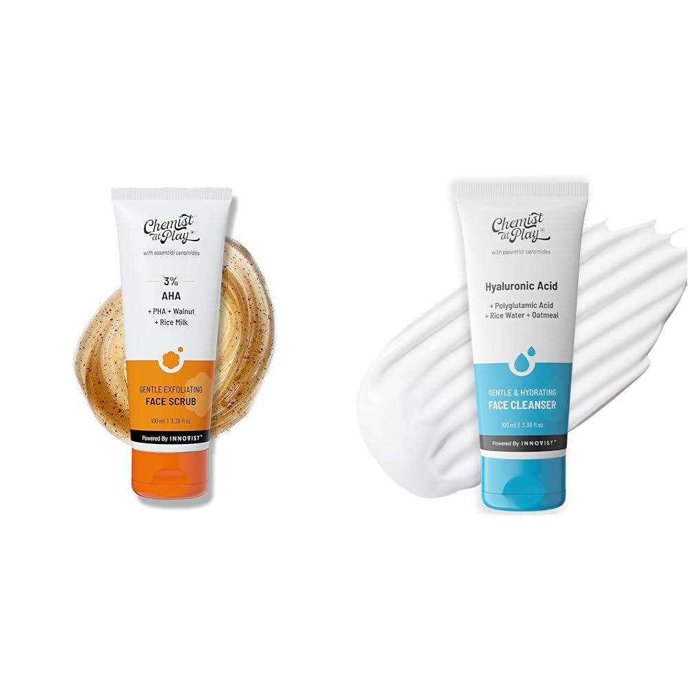 Chemist At Play Gentle Exfoliating Face Scrub with Mandelic Acid & Walnuts for Women & Men | 100ml Gentle & Hydrating Face Cleanser For All Skin Types | For Men & Women | Vegan...