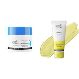 Chemist At Play Hydrating Face Moisturiser 50 gm Brightening Boost Face Wash with 30x Vitamin C For Men & Women | Vegan | SLS & Paraben Free | 100 ml