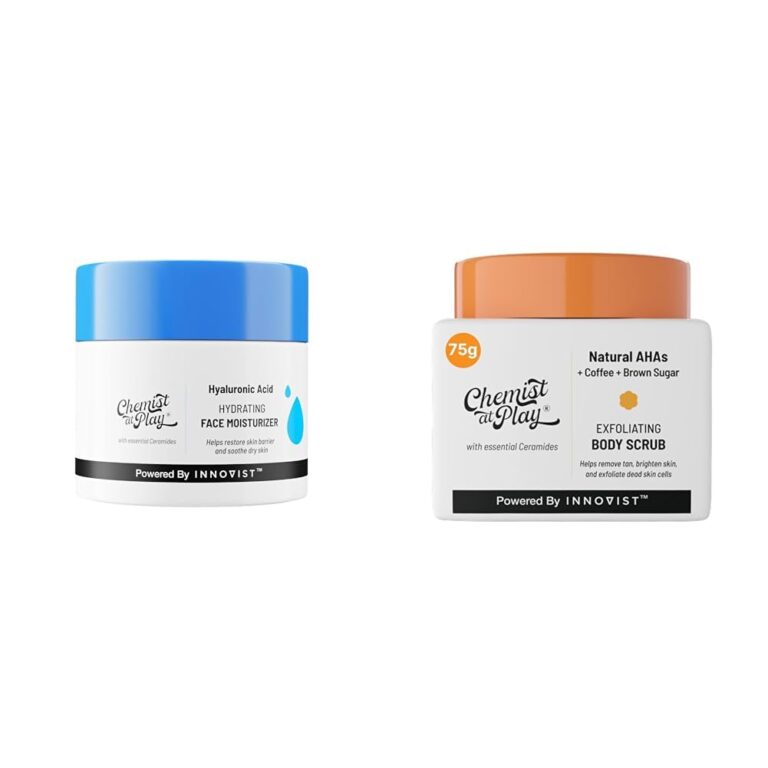 Chemist At Play Hydrating Face Moisturiser 50 gm Exfoliating Body Scrub For Removing Tan & Dead Skin Cells For Men & Women | 75g
