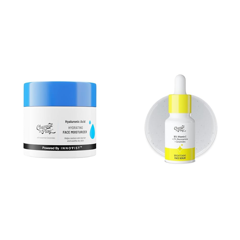 Chemist At Play Hydrating Face Moisturiser| Polyglutamic Acid | Intense Hydration & Moisturisation | Mineral Oil & Silicone Free | 50 gmVitamin C serum 10ml