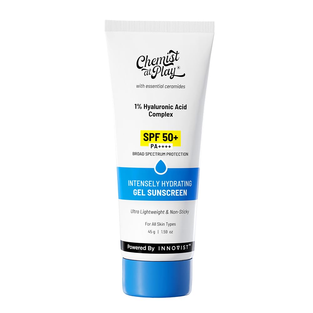 Chemist at Play Intensely Hydrating Gel Sunscreen | SPF 50+ PA++++ | Ultra-Lightweight & Non-Sticky | With Hyaluronic Acid & Ceramides | for Normal, Dry, Oily, Combination skin...
