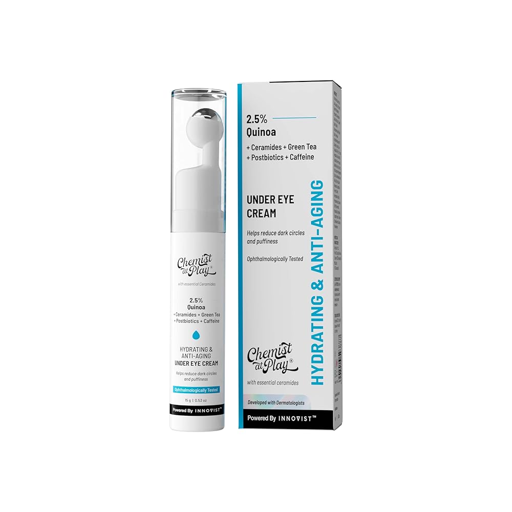 Chemist At Play Under Eye Cream with 2% Revital Eye & Quinoa Extract | For Reducing Dark Circles, Puffiness, Wrinkles, Crows Feet | Lightweight, Hydrating | Plant-Based...