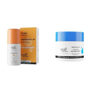 Chemist At Play UnderArm Roll-On Deodorant with 5% AHA, Lactic Acid & 1% Mandelic Acid Vegan | SLS Free | 40ml Hydrating Face Moisturiser 50 gm