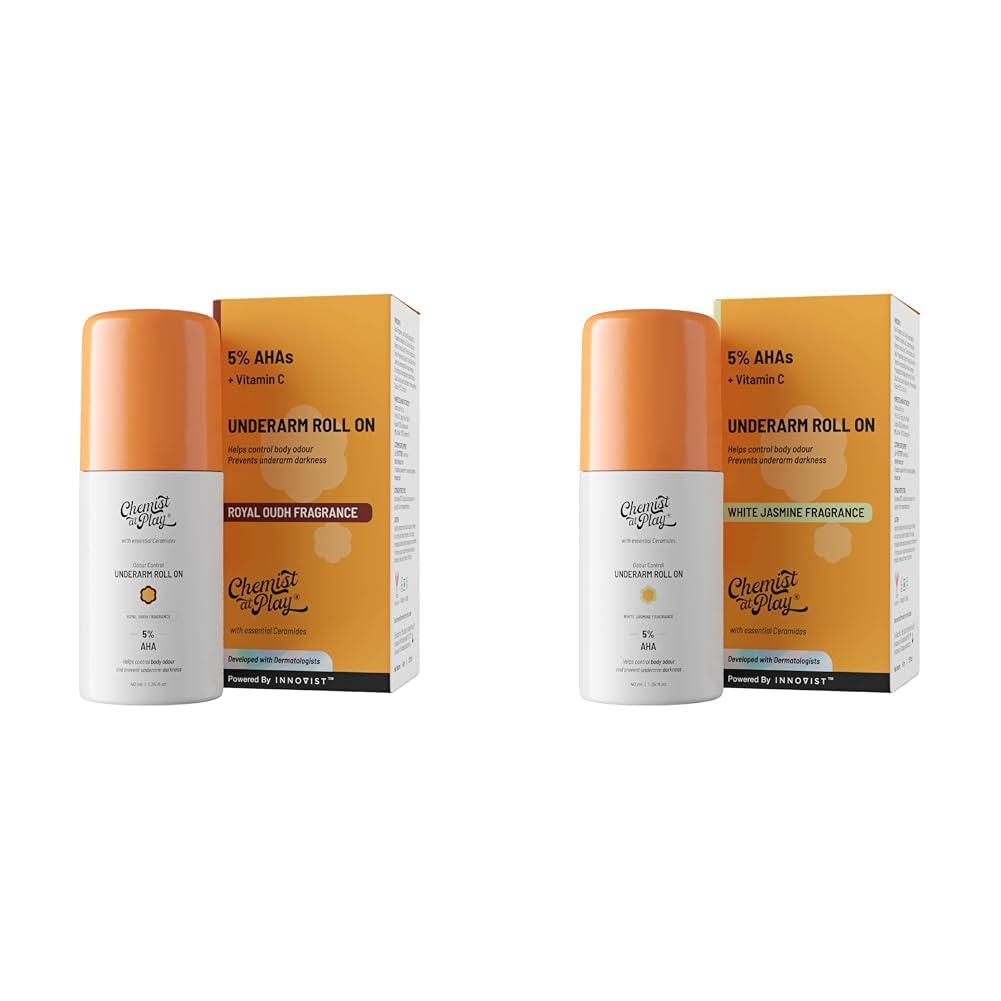 Chemist At Play UnderArm Roll-On Deodorant with 5% AHA, Lactic Acid & 1% Mandelic Acid Vegan | SLS Free | 40ml UnderArm Roll-On Deodorant with 5% AHA, Lactic Acid & 1% Mandelic...