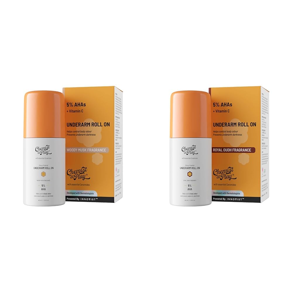 Chemist At Play UnderArm Roll-On Deodorant with 5% AHA, Lactic Acid & 1% Mandelic Acid Vegan | SLS Free | 40ml UnderArm Roll-On Deodorant with 5% AHA, Lactic Acid & 1% Mandelic...