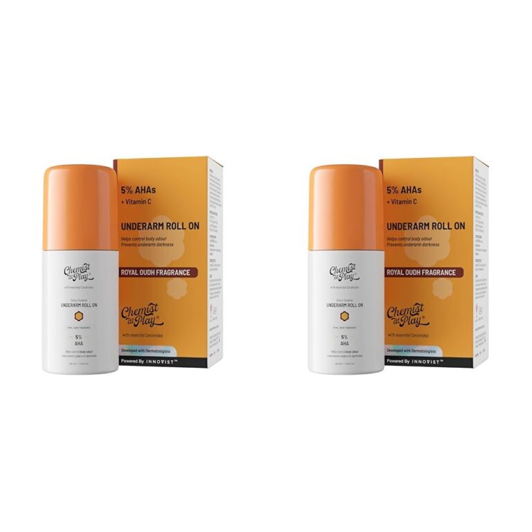 Chemist at Play UnderArm Roll-On with 5% AHA, Lactic Acid & 1% Mandelic Acid | Prevents Body Odour, Brightens Skin & Exfoliates Underarm | For Sensitive Skin | Royal Oudh...