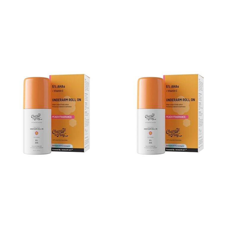 Chemist at Play UnderArm Roll-On with 5% AHA, Lactic Acid & 1% Mandelic Acid | Prevents Body Odour, Brightens Skin & Exfoliates Underarm | For Sensitive Skin | Peach Fragrance |...