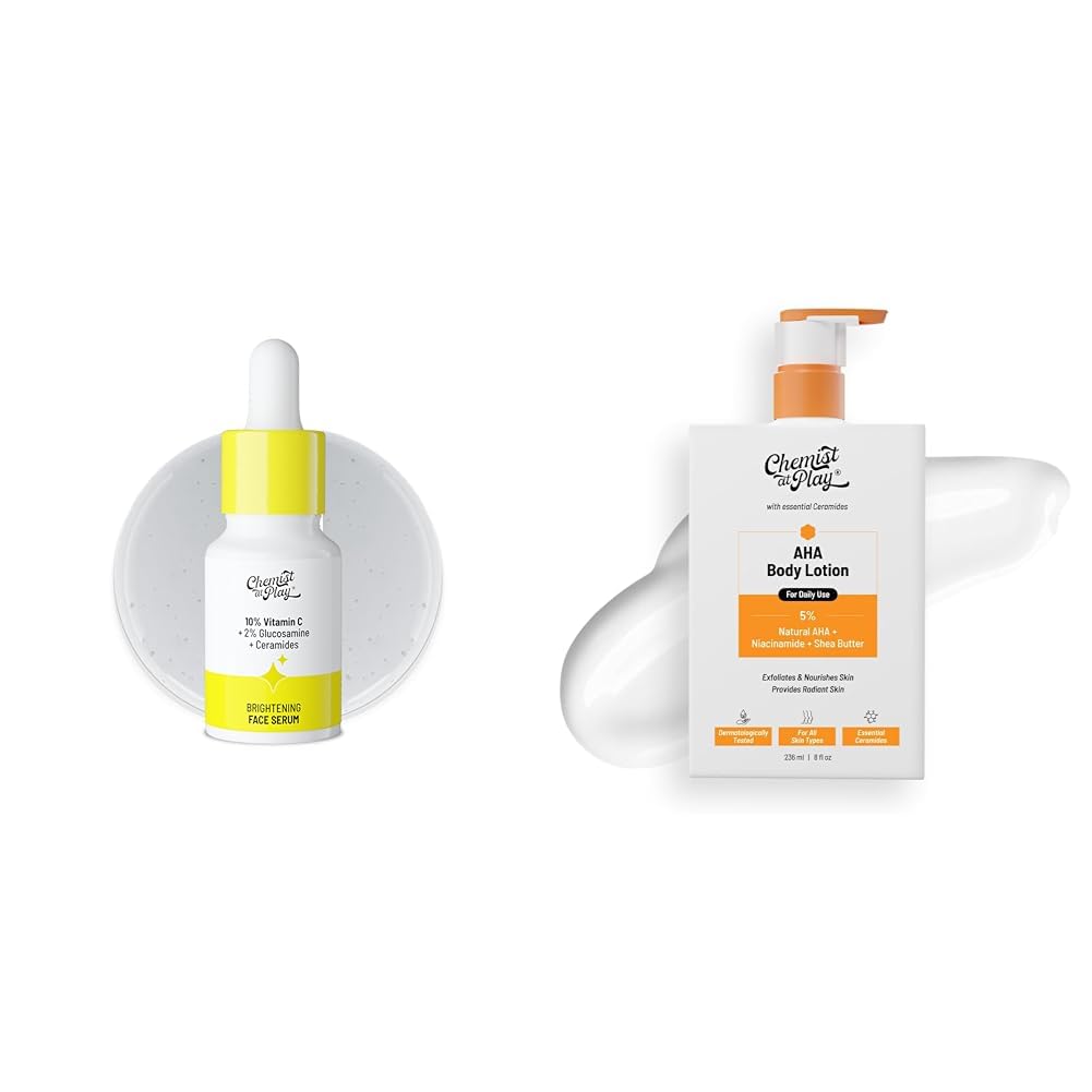 Chemist At Play Vitamin C serum 10ml AHA Body Lotion with 5% Natural AHA, 236ml