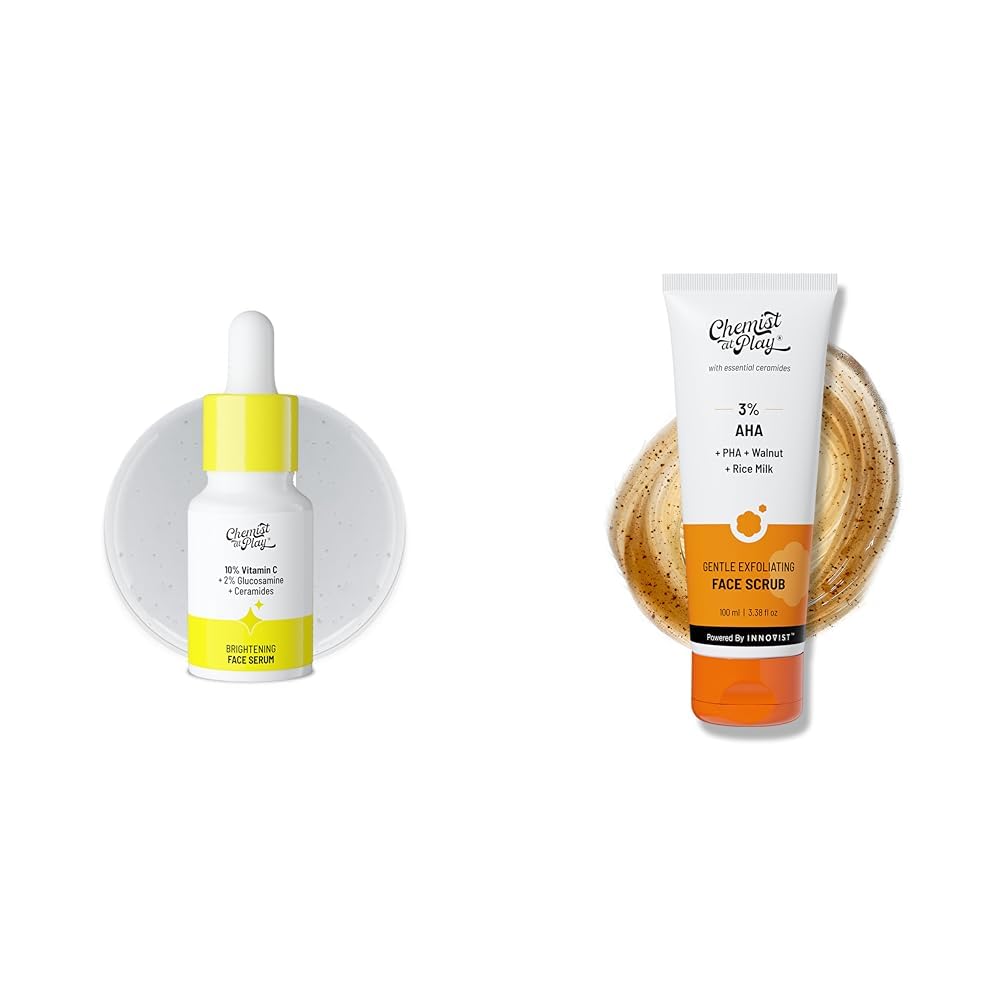 Chemist At Play Vitamin C serum 10ml Gentle Exfoliating Face Scrub with Mandelic Acid & Walnuts for Women & Men | 100ml