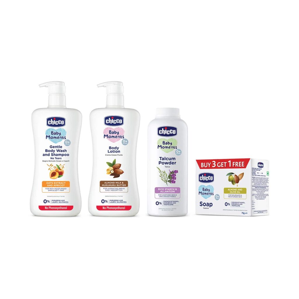Chicco BM Gentle Bodywash & Shampoo + BM Body Lotion + BM Talcum Powder + BM Soap Combo - Chicco