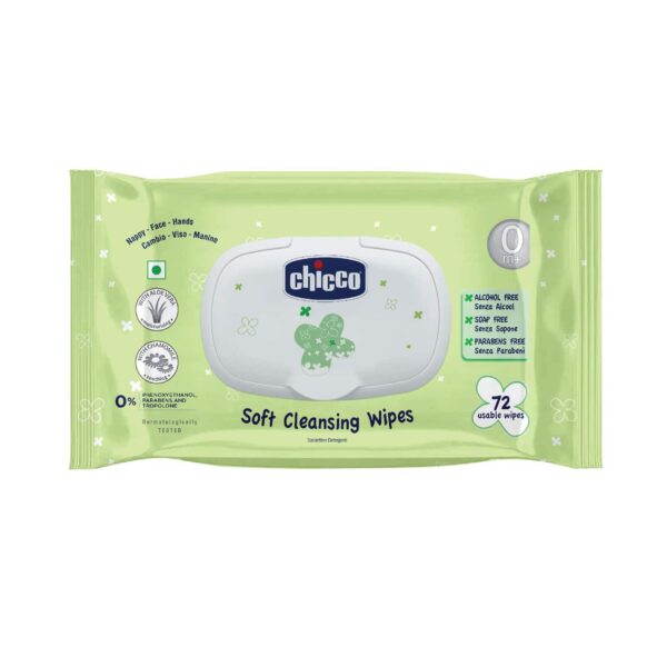 Chicco Fliptop Soft Cleansing Wipes combo (Pack of 3, 72 Count per Pack) - Chicco