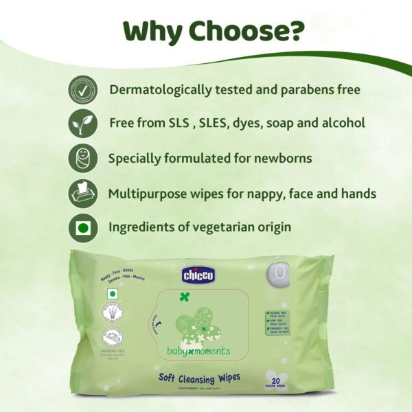 Chicco Fliptop Soft Cleansing Wipes combo (Pack of 3, 72 Count per Pack) - Chicco