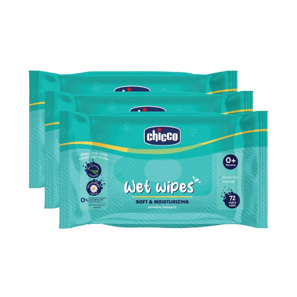 Chicco Wet Wipes, 216 pcs - (72 pcs X 3 Packs) - Chicco