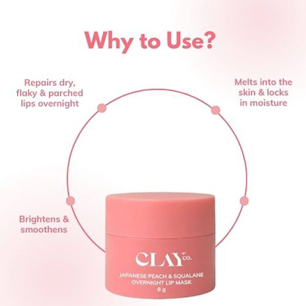 ClayCo. Japanese Peach & Squalane Overnight Lip Mask (8g) - ClayCo.