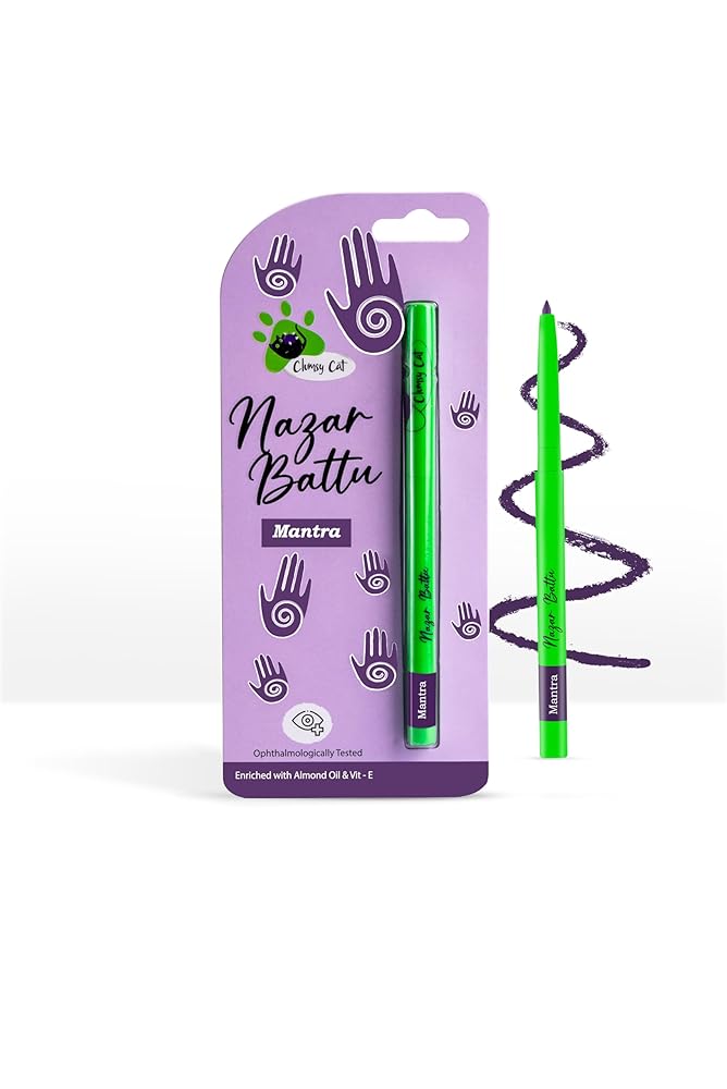 Clumsy Cat Longwear Kajal for Women - Enriched with Almond Oil & Vitamin E | One-Stroke Intense Colour | Waterproof, Smudge Proof & Long Lasting Eye Makeup | Mantra (Purple)