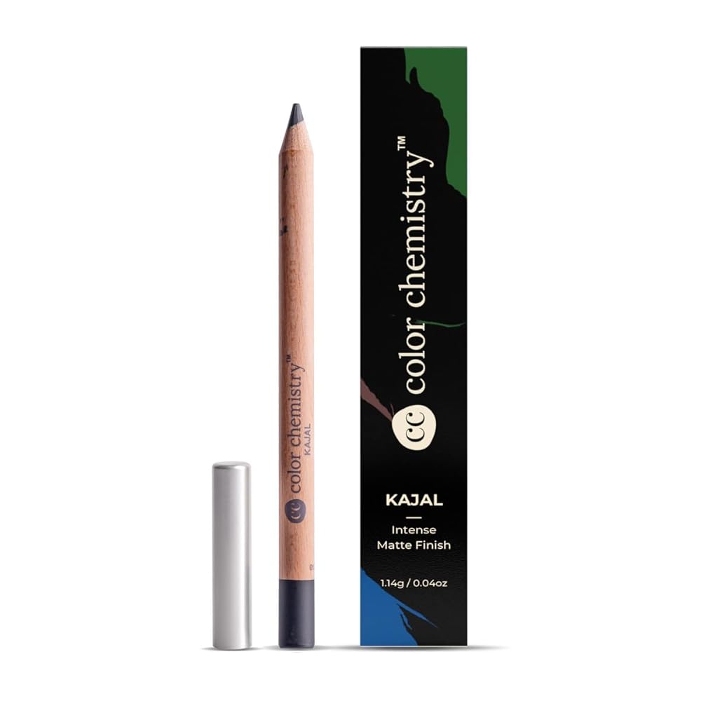 COLOR CHEMISTRY Organic Kajal Eye Pencil, Black, Raven KJ01, 1.14 G | Long-Lasting, Certified Natural, Lead-Free & Toxin-Free | Rich Pigmentation, Smooth, Long-Wearing Soothing...