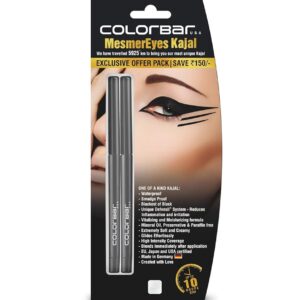 Colorbar Cosmetics MesmerEyes Kajal Duo, Black, 0.70 g (Pack of 2) | Lasts upto 10 hours | Nourishing | Waterproof