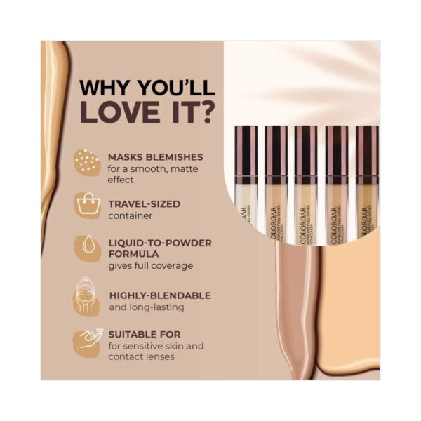 Colorbar Flawless Full Cover Concealer New - 001 Velvet (6ml) - Colorbar