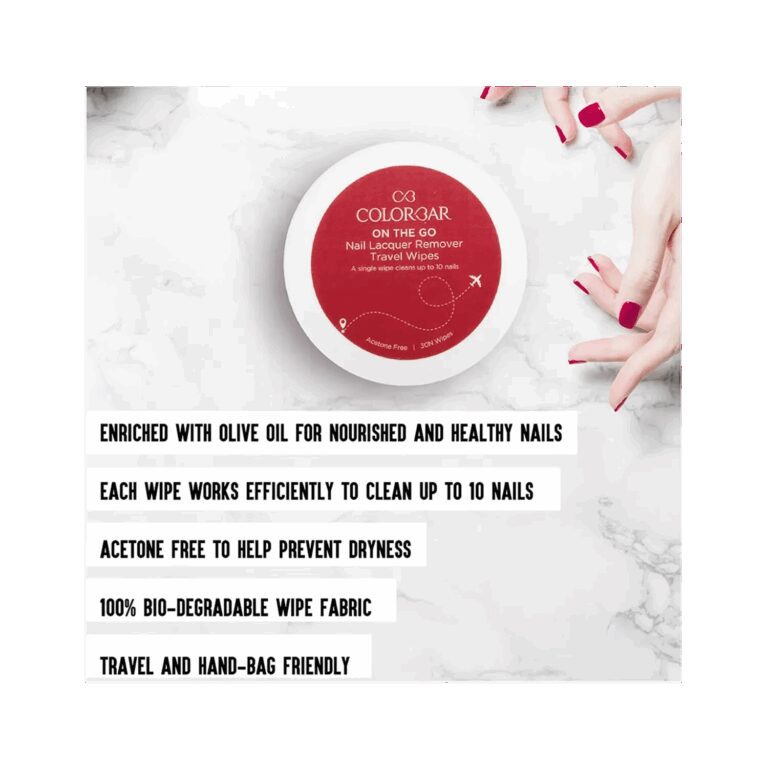 Colorbar On The Go Nail Paint Remover Wipes - Sunshine Rose (30 Pcs) - Colorbar