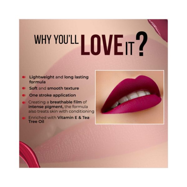 Colorbar Powerkiss Vegan Matte Lipcolor - 025 Gossip Gul (5ml) - Colorbar