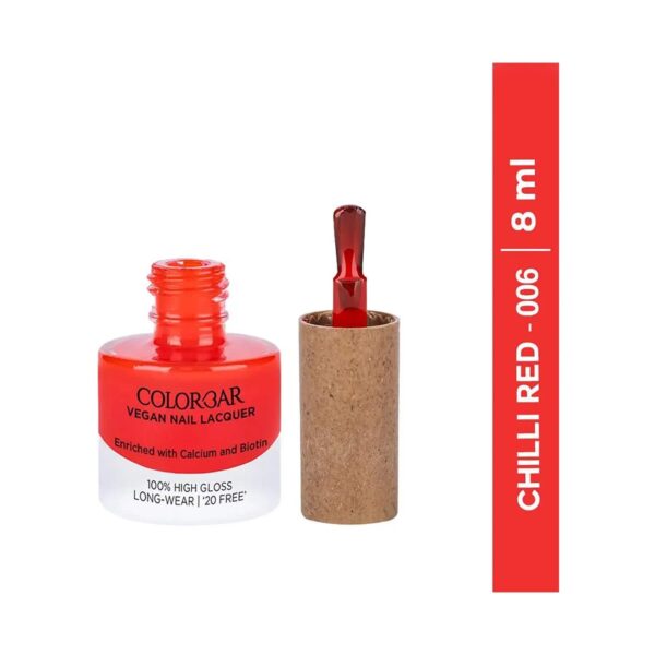 Colorbar Vegan Nail Lacquer - 006 Chilli Red (8ml) - Colorbar