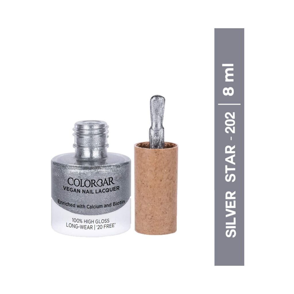 Colorbar Vegan Nail Lacquer - 202 Silver Star (8 ml) - Colorbar