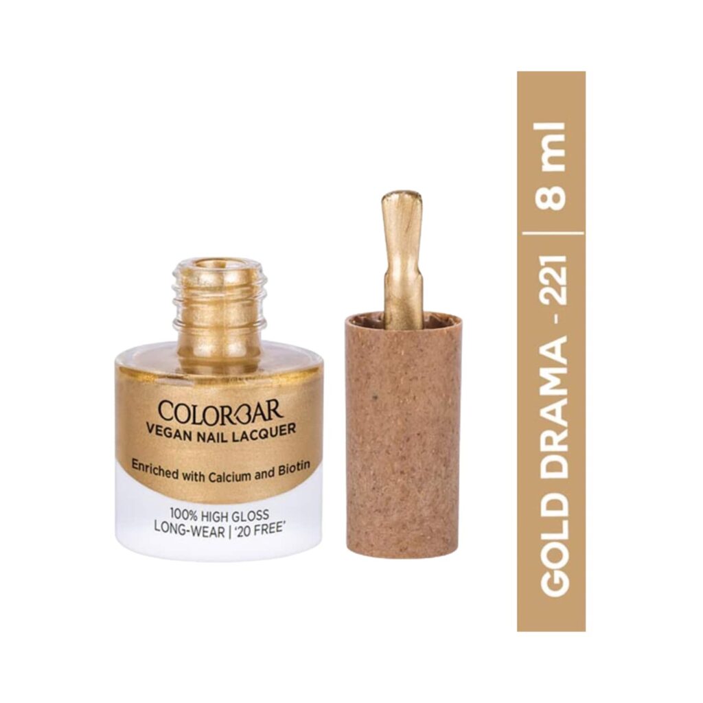 Colorbar Vegan Nail Lacquer - 221 Gold Drama (8ml) - Colorbar