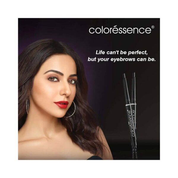 Coloressence Expert Eye Brow Pencil 2 In 1 Dual Function Eye Brow Filling Pencil Spoolie Shaping Brush With Eyebrow Styler - Grey (0.25g) - Coloressence