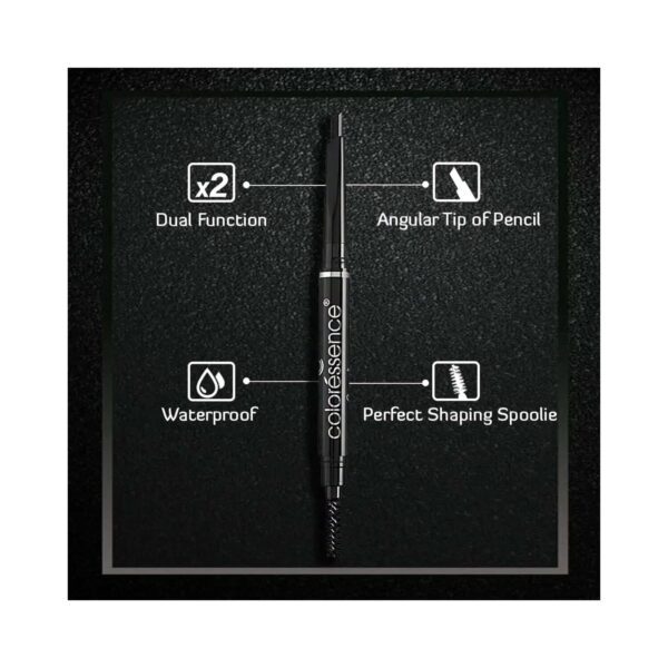 Coloressence Expert Eye Brow Pencil 2 In 1 Dual Function Eye Brow Filling Pencil Spoolie Shaping Brush With Eyebrow Styler - Grey (0.25g) - Coloressence