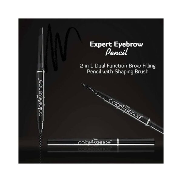 Coloressence Expert Eye Brow Pencil 2 In 1 Dual Function Eye Brow Filling Pencil Spoolie Shaping Brush With Eyebrow Styler - Grey (0.25g) - Coloressence