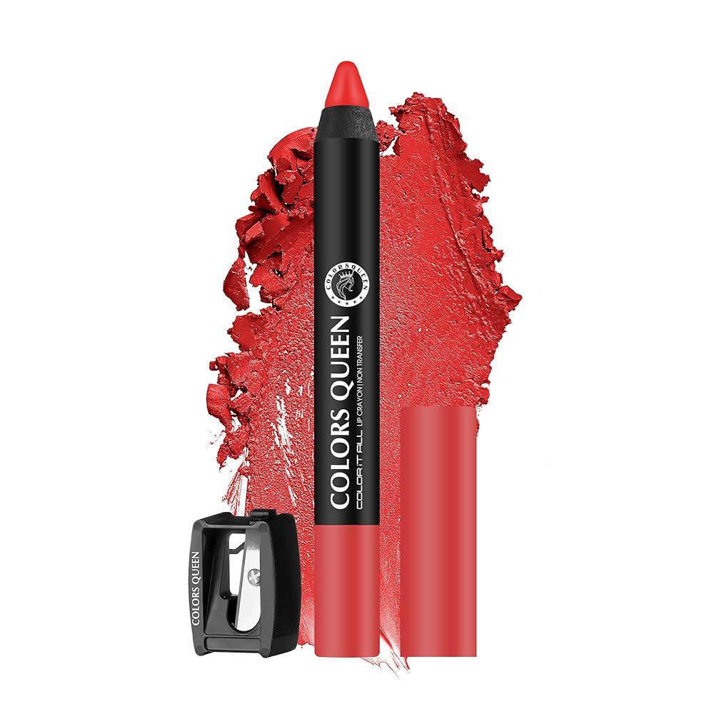 Colors Queen Color It All Lip Crayon Lipstick with Sharpener | Creamy Matte Finish | Smudge Proof & Waterproof | Long Lasting Crayon Lipstick for Women Last Upto 18 Hours...