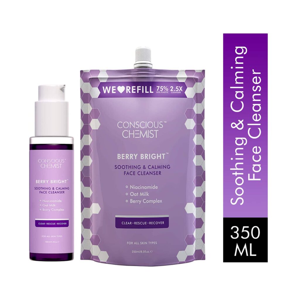 Conscious Chemist Berry Bright Smoothing & Calming Face Cleanser + Refill Pack (350ml) - Conscious Chemist