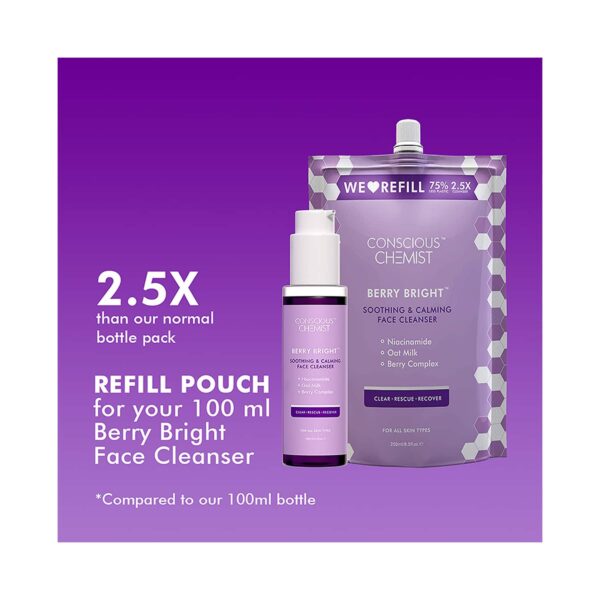 Conscious Chemist Berry Bright Smoothing & Calming Face Cleanser + Refill Pack (350ml) - Conscious Chemist