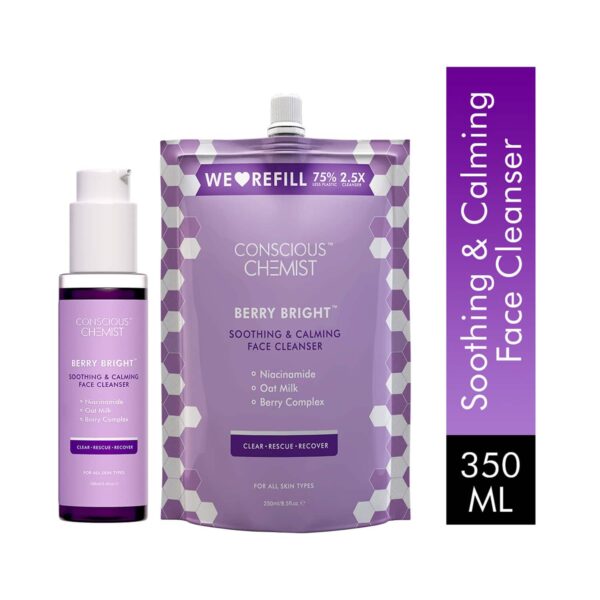 Conscious Chemist Berry Bright Smoothing & Calming Face Cleanser + Refill Pack (350ml) - Conscious Chemist