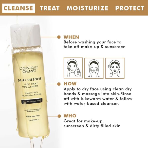 Conscious Chemist Cleanser for Oily Skin, Makeup, Impurities & SPF Remover (130ml) - Conscious Chemist