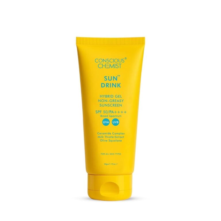 Conscious Chemist Dewy Ceramide Sunscreen SPF 50 PA++++ | For Oily Skin | UVA/UVB & Blue Light Protection | Fragrance-Free | For Men & Women, All Skin Type - Sun Drink | 50g