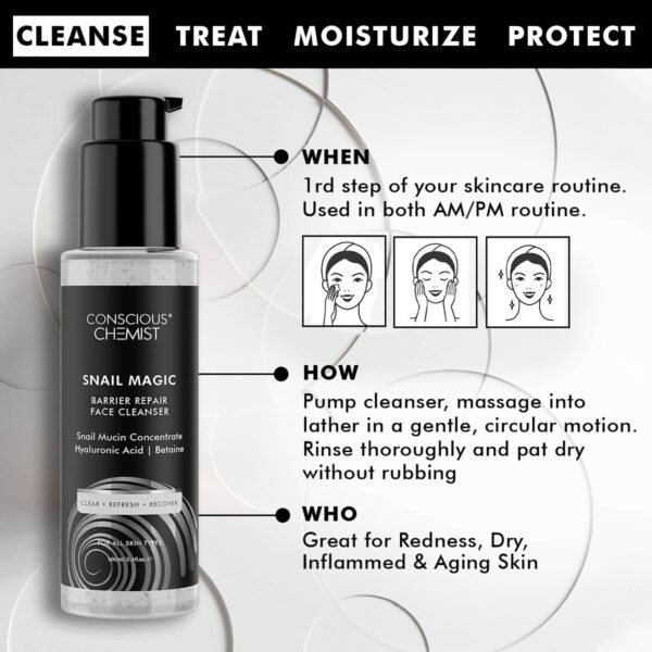 Conscious Chemist Snail Mucin Face Wash Low pH Gel with Korean Snail Mucin Concentrate (100ml) - Conscious Chemist