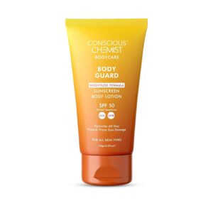Conscious Chemist® Sunscreen SPF 50 | 150g | Sunscreen for Oily Skin, Instant Cooling, De-tan SPF Body Lotion, Niacinamide with Ceramides & Betaine, UVA/UVB Protection, Reduces...