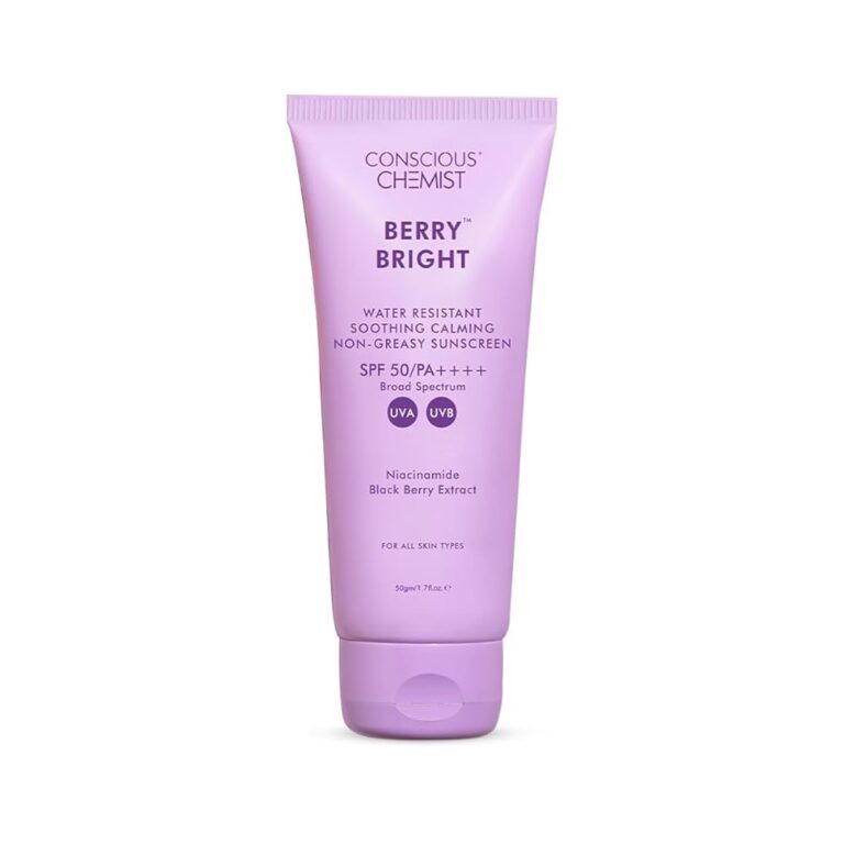 Conscious Chemist® Sunscreen SPF 50 PA++++ | 50g | Sunscreen for Oily Skin, Gel Sunscreen, Niacinamide with Black Berry Extract, Hybrid Lightweight, All Skin Types - Berry Bright