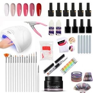 Coslifestore-575 pcs Nail Art equipments-Nail extension kit-48 watts UV Lamp, gel polish, top coat base coat, nail stickers, false nails- Nail Art Decoration Tools DIY Complete kit