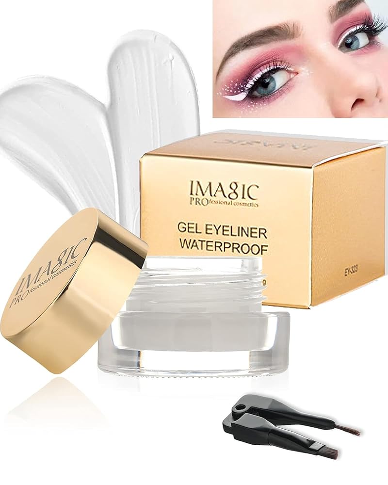 COSLUXE IMAGIC Gel Eyeliner, Long Lasting Waterproof Matte Eyeliner Cream Gel, High-Intensity Pigments Smudge-Proof Eye Liner,Makeup Gift for Women Girl (WHITE)