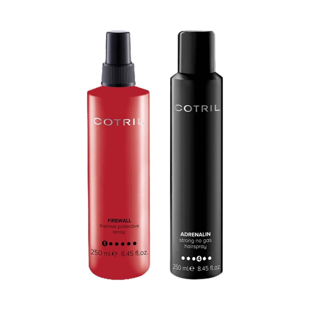 Cotril Adrenalin No Gas Hairspray (250 ml) + Firewall Thermal Protective Hair Spray (250 ml) Combo - COTRIL